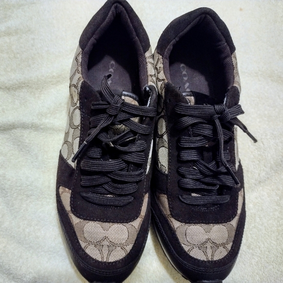 COACH SIGNATURE SNEAKERS BROWN SIZE 10 - Picture 2 of 16